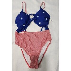 Hot Water One piece Swimsuit For Women size Medium American Flag Print.  New!!